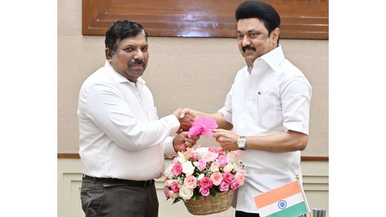 <div class="paragraphs"><p>N Muruganandam and&nbsp;Chief Minister M K Stalin.</p></div>